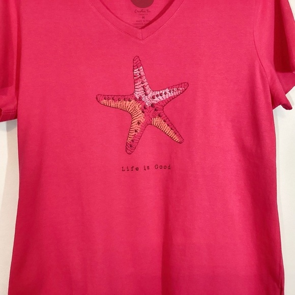 Life Is Good Tops - Life is Good Fushia Starfish V-Neck Tank Top sx L
